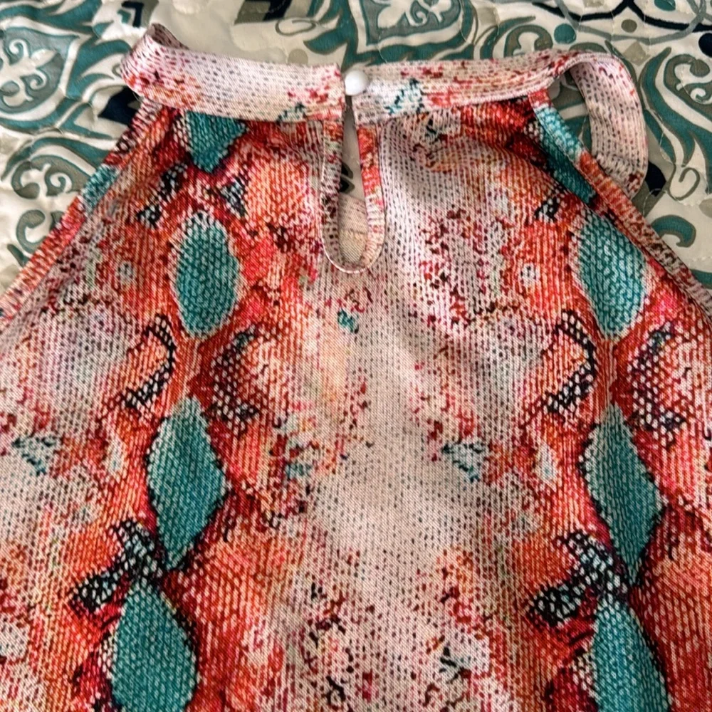 Women’s tank razor back blouse size large orange and teal - - Picture 4 of 6